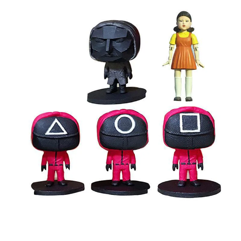 

Squid Game Doll Resin Doll Decoration Handmade Doll Collection Decoration Model Game Home Decoration Squid Game Masked Man