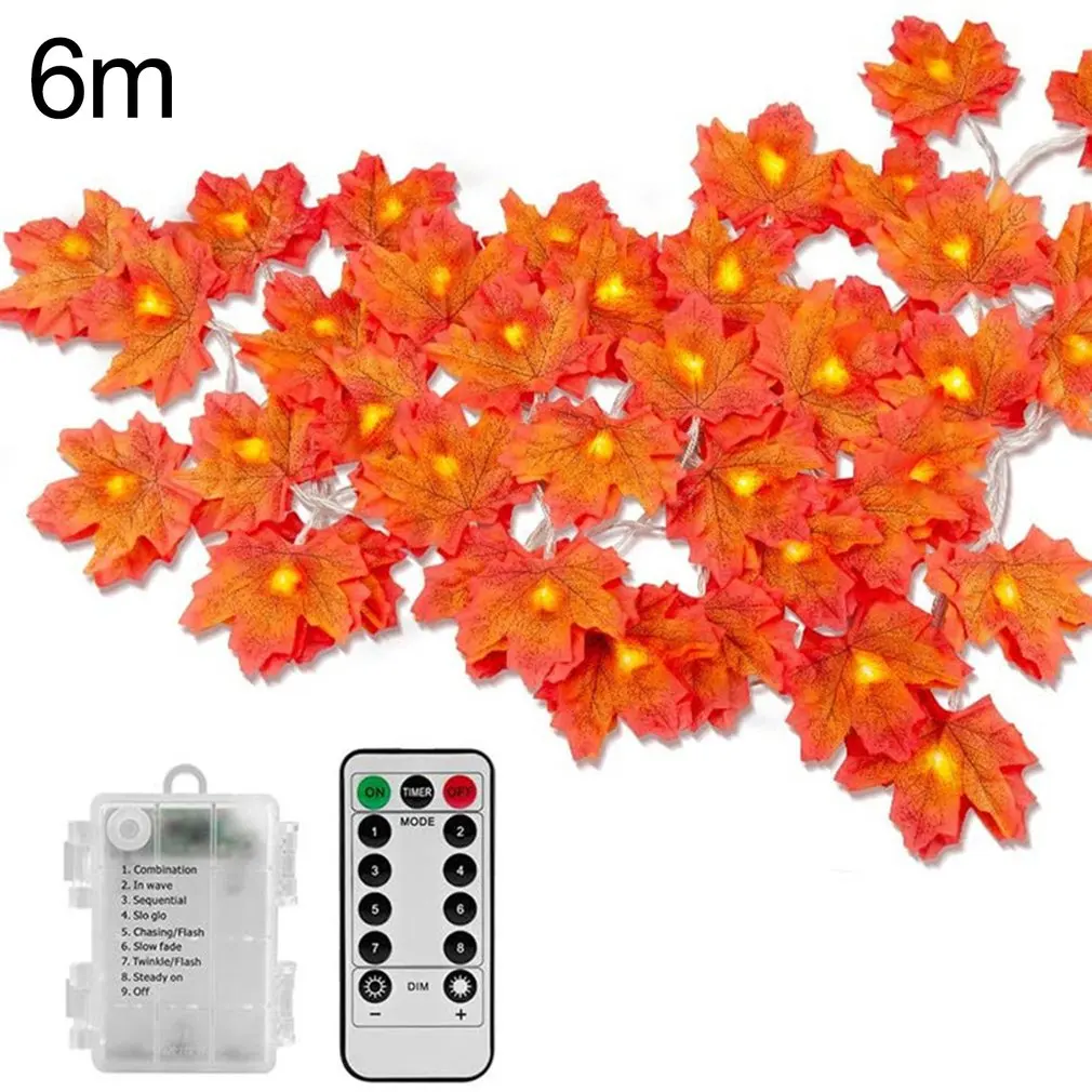 

Гирлянда с кленовыми листьями для Хэллоуина, СВЕТОДИОДНАЯ Гирлянда для спальни, украшение для рождественской вечеринки, свадьбы