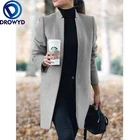 Женское шерстяное пальто в Корейском стиле, винтажная парка с длинным рукавом и английским воротником, в европейском стиле, Осень-зима