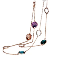 sinzry new luxury jewellery rose gold color austria crystal long sweater necklaces fashion multicolor crystal jewelry