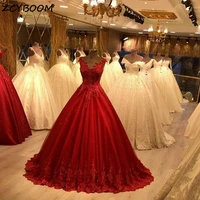 red evening dresses 2021 women formal party night a line vestidos de gala elegant appliques sequins lace graduation prom gowns