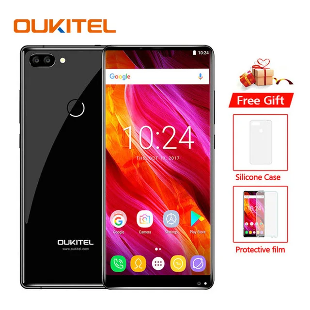 Оригинальная стеклянная пленка Oukitel MIX 2 5,9" FHD 18:9 смартфон Helio P25 Octa Core 6GB+ 64GB 21MP 4080mAh 4G LTE мобильный телефон - Цвет: Черный