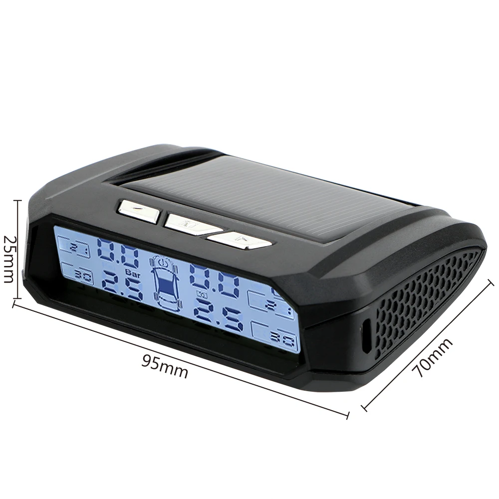 

Temperature Warning Fuel Save With 4 External Sensors Car Tyre Pressure Monitor Solar TPMS Tire Pressure Monitoring System