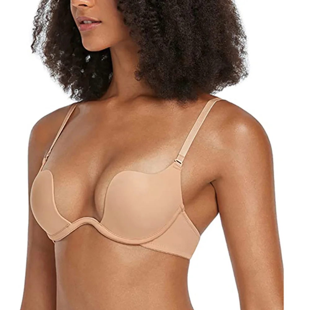 Бюстгальтер женский с чашками пуш-ап и глубоким V-образным вырезом | Женская