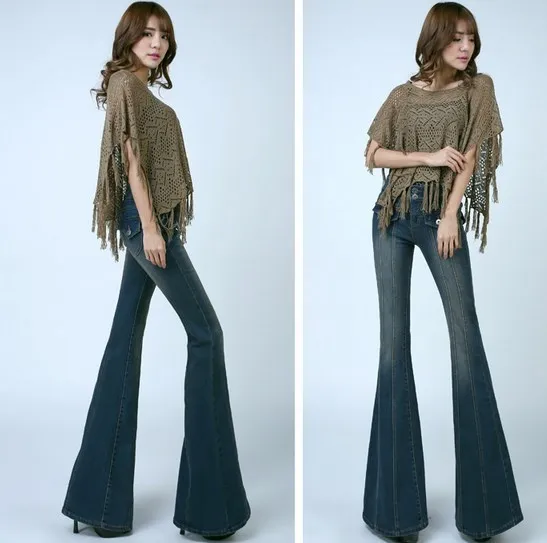 Женские расклешенные джинсы с эффектом пуш ап винтажные облегающие широким