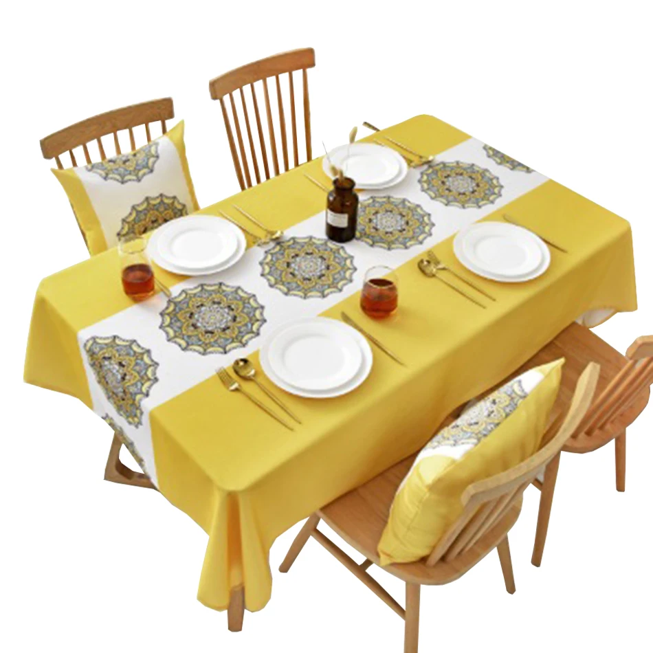 

100% Microfiber Polyester Waterproof and Oil-proof Tablecloth Easy to Clean Disposable Rectangular Nordic Household Tablecloth