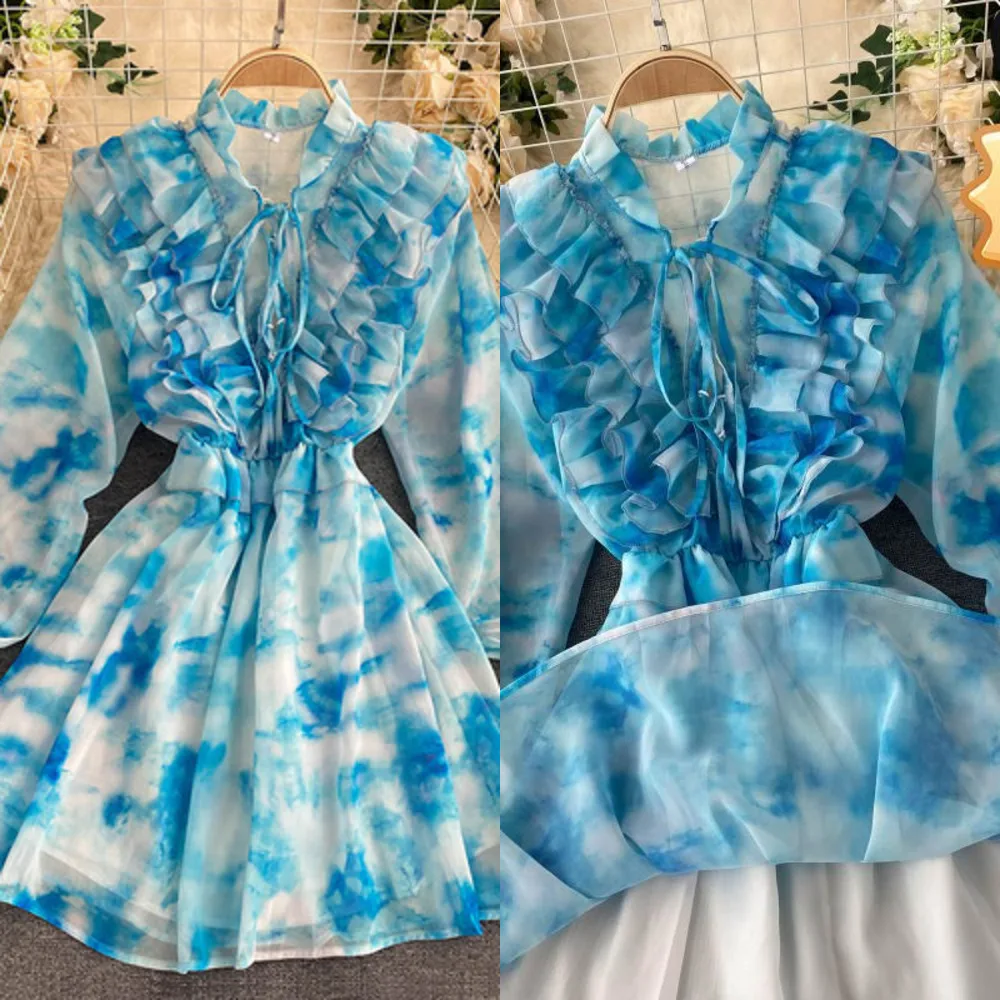 

2020 new fashion women's clothing Stand Full Print women dress