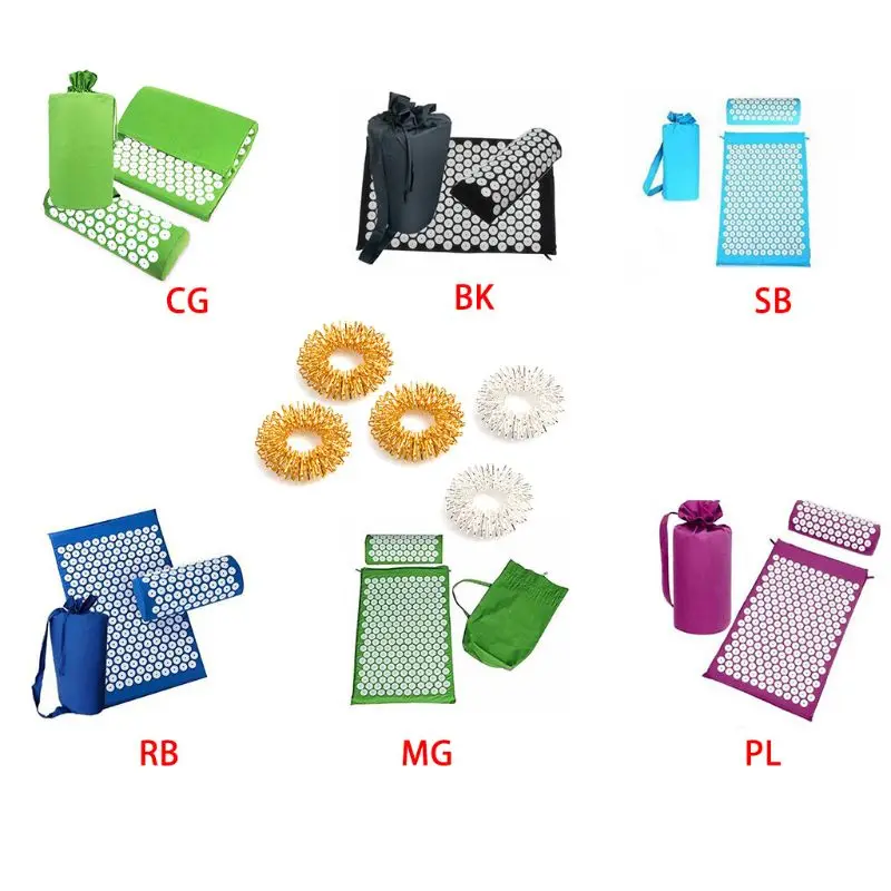 Акупрессурная подушка коврик для йоги массажер набор с кольцами на палец всего