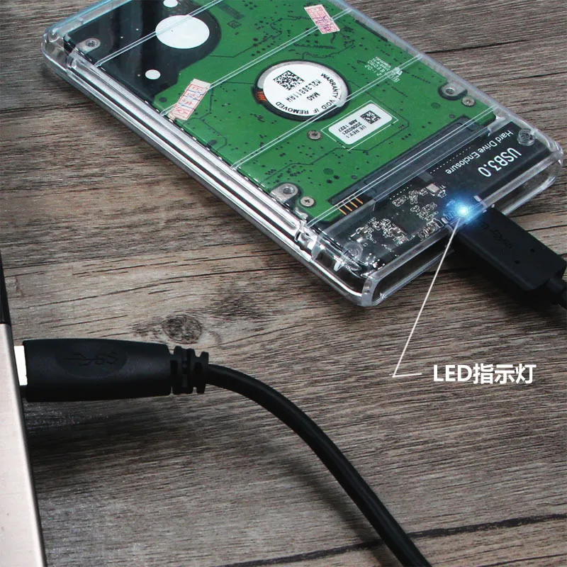 

Hard drive external hard disk box transparent case 2.5-inch USB 3.0 SATA SSD case supports 2TB UASP SATAlll protocol