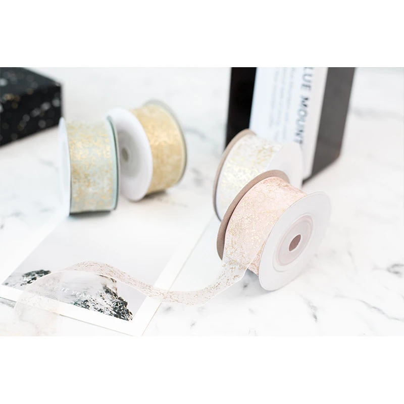 

2.5cm Ribbon Swirl Wired Sheers Glitter Ribbon DIY Handmade Headwear Materials DTT88