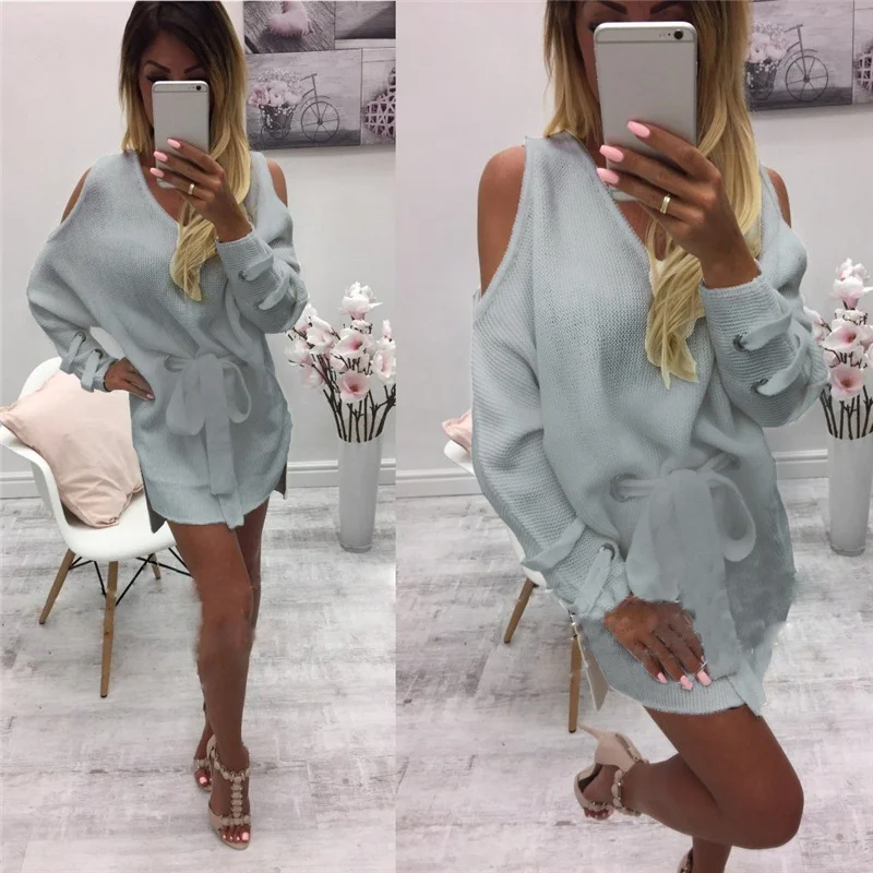 Женский свитер с поясом женские туфли на каблуках Туфли пуловер свободного кроя