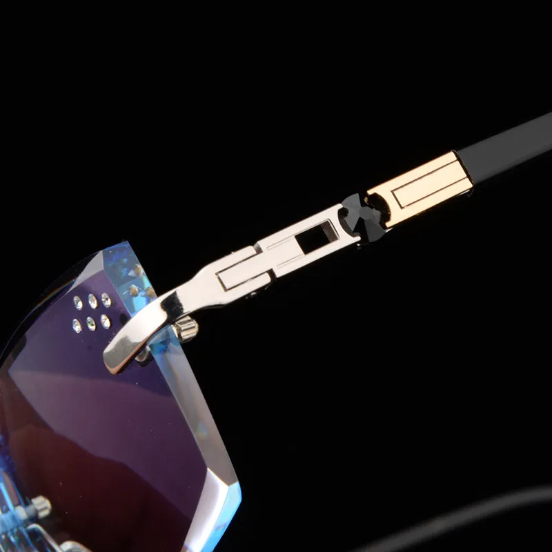 Мужские очки по рецепту черные декоративные камни без оправы оправа для