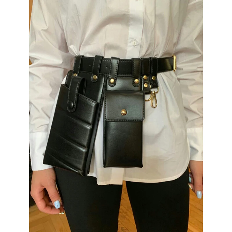 New Women Waist Bag Leather Waist Belt Bag Crossbody Chest Bags Girl Fanny Pack Small Phone Pack shoulder Strap Packs Female