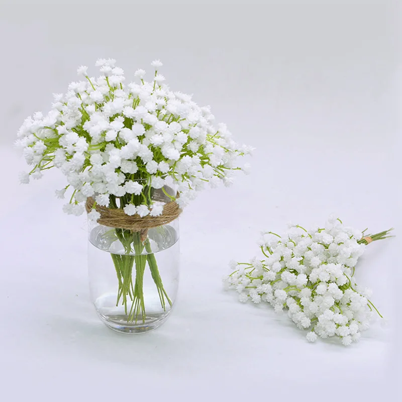 

20cm White Gypsophila Artificial Flowers Wedding Bridal Bouquet Decoration Floral Arrangement Plastic Babies Breath Fake Flower