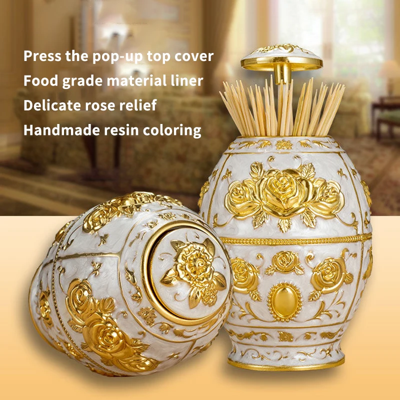 

Инновационный акриловый держатель для зубочисток с цветочным узором, автоматический декоративный контейнер для зубочисток для домашнего ...