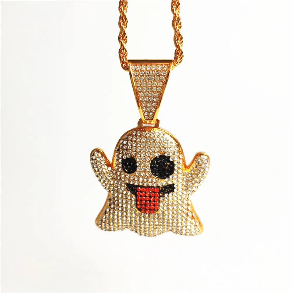 Золото/серебро ожерелье унисекс призрак мультфильм персонажи амулеты цепи CZ