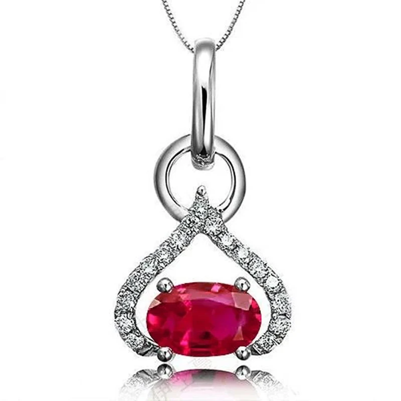 

Huitan Novel Women Pendant Necklace Inlaid Brilliant Red Cubic Zirconia Wedding Anniversary Love Gifts Female Statement Jewelry