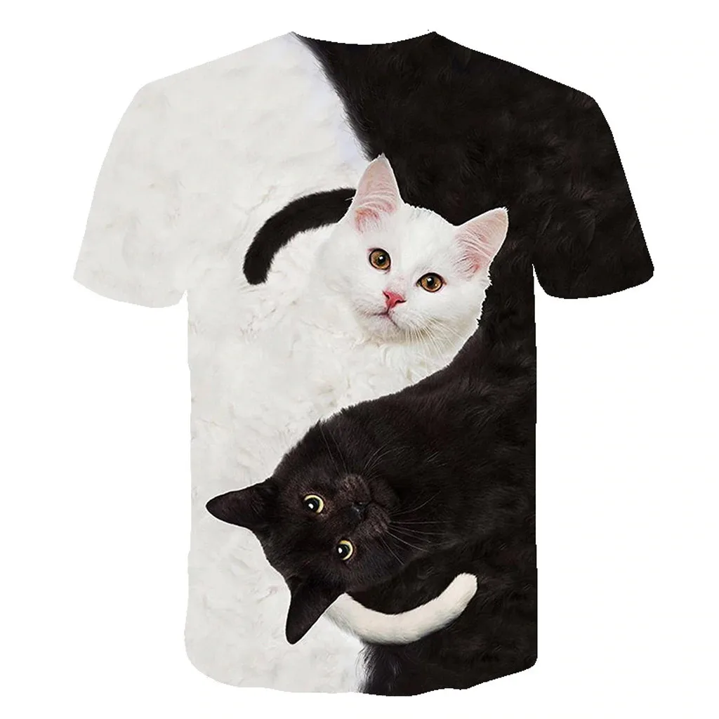 

2020 Newest Cat Fashion Unisex Children's Casual 3D Cat Print Casual Summer Short Sleeve O-neck T-Shirts Tee Shirt T Shirt R824