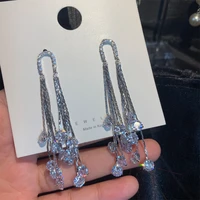 water drop tassel earrings shine cubic zirconia long dangle wedding fashion jewelry romanitc valentines day gifts