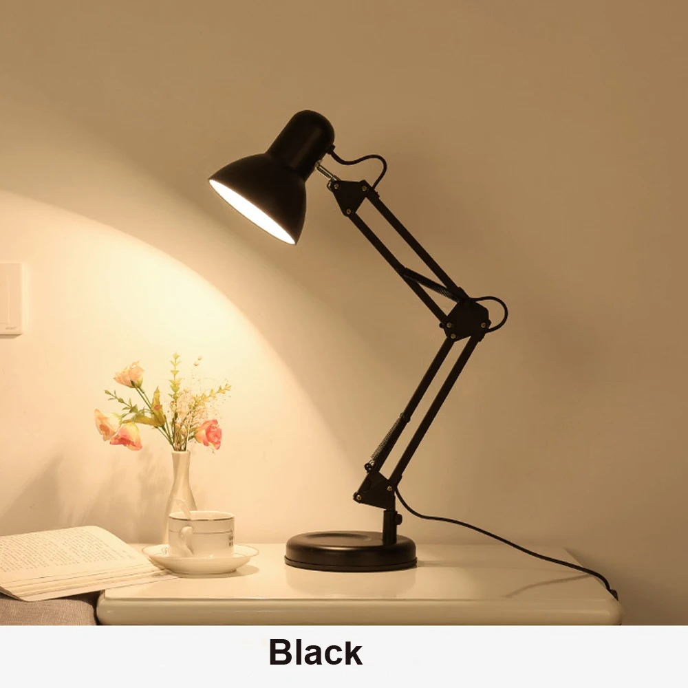 5W LED Long Swing Arm Adjustable Classic Desk Lamps E27 Clip Table Lamp For Study Office Reading Bedside Bedroom Night Light | Лампы и