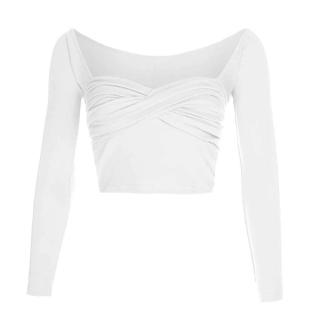 Женская блузка рубашка 2020 модная с v образным вырезом твердая Открытая грудь