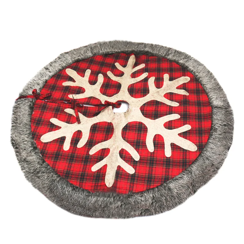 Рождественская елка юбка украшение льняная Снежинка Красная рождественская