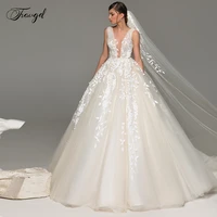 traugel sexy backless v neck lace vintage wedding dresses delicate luxury appliques beaded chapel train a line bridal gown