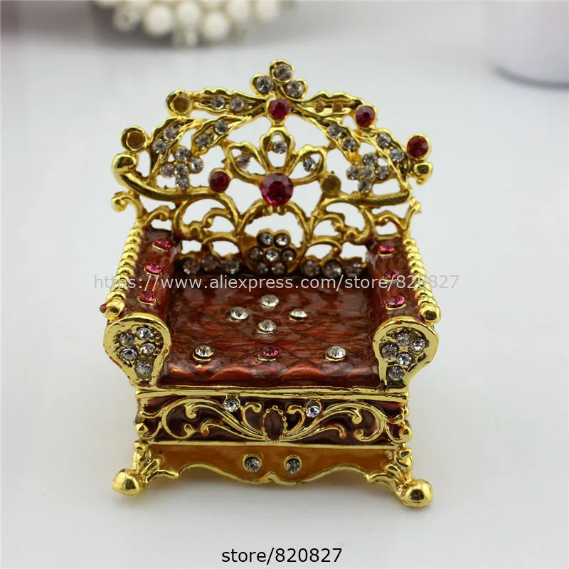 Collective furniture crafts Vintage Chair Shaped Trinket Box Metal Statue Gifts