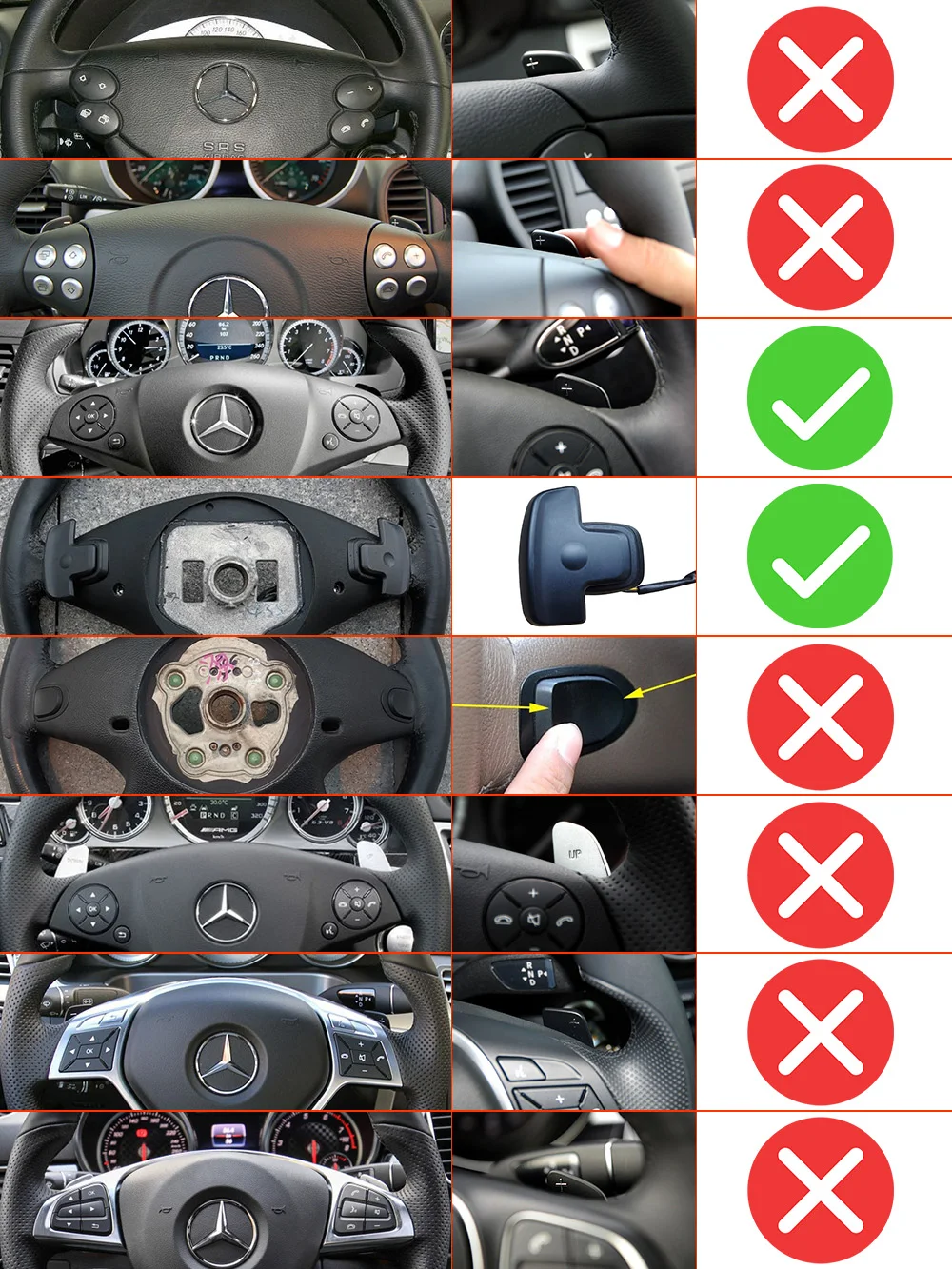 Лепестки переключения передач для рулевого колеса Mercedes Benz GL X164 GLK X204 SL R230 SLK R171 C E S R