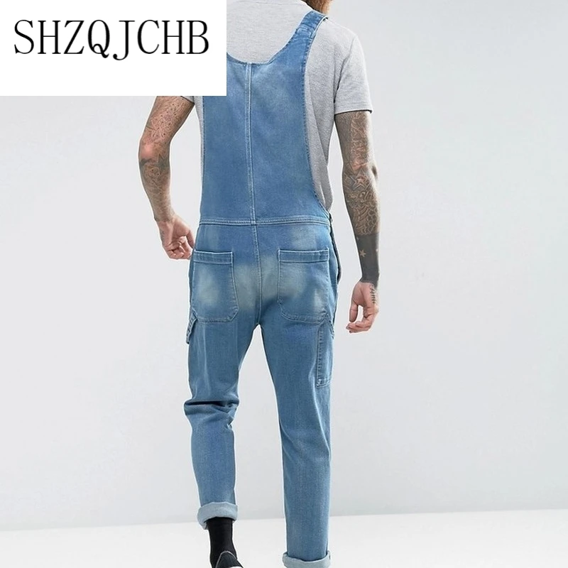 

JCHB Fashion Men Casual Full Length Denim Overalls Jumpsuit Bib Overalls Biker Pencil Long Pant Men Fitness Jeans with Pockets