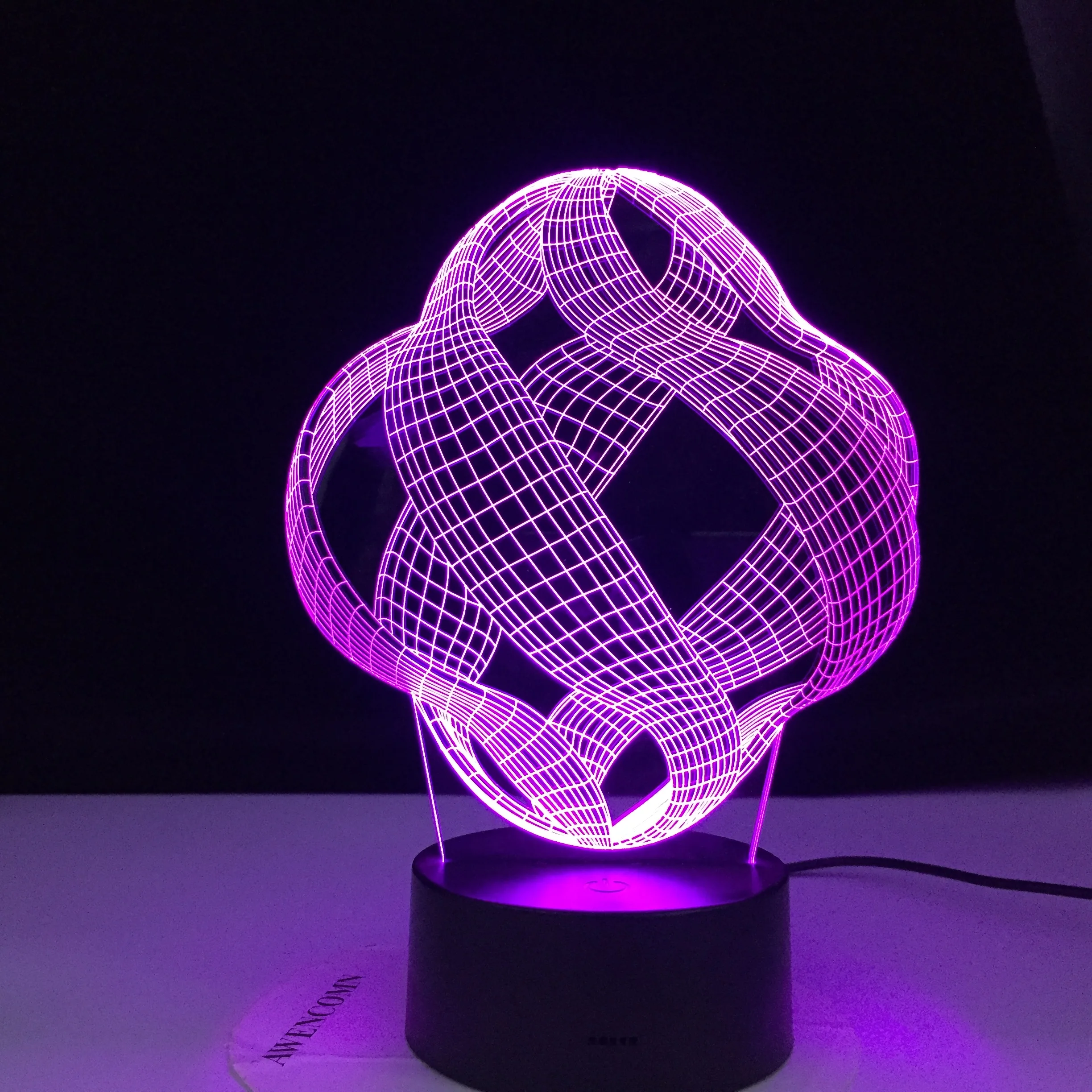 Абстрактная 3D лампа светодиодный 7 цветов украшение для зрения сенсорная