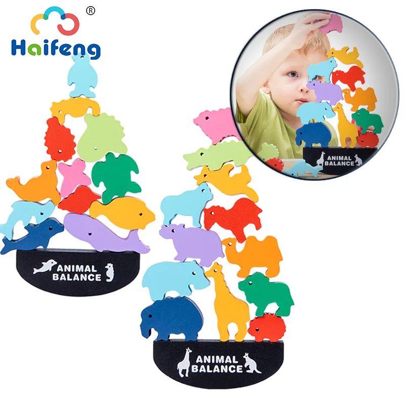 

Montessori Wooden Block Toys Children Animal Balance Building Blocks Stacks High Boats Coordination Puzzle Early Education Toy