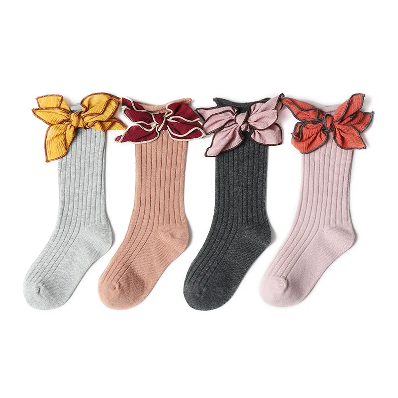 Детские осенне-зимние модные гольфы для девочек носки с бантом маленьких