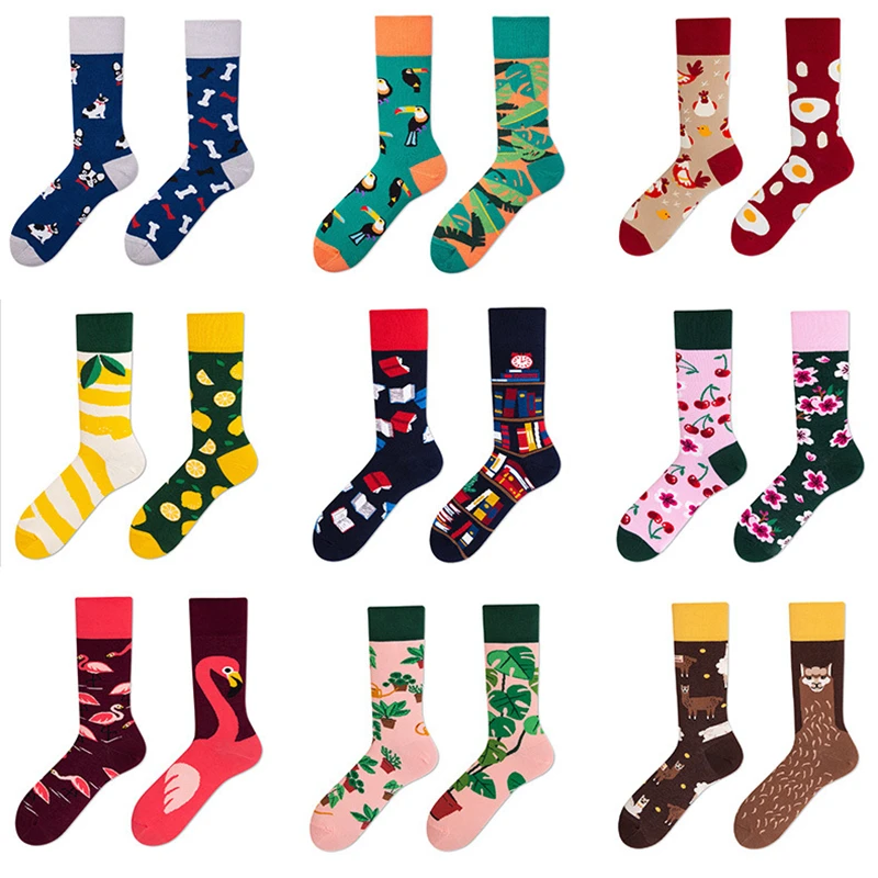 

New Style Creative AB Cool Women 's COUPLE'S Socks Fashion Cartoon Stylish Tube Cotton Popular Brand Recommended 2020 Casual