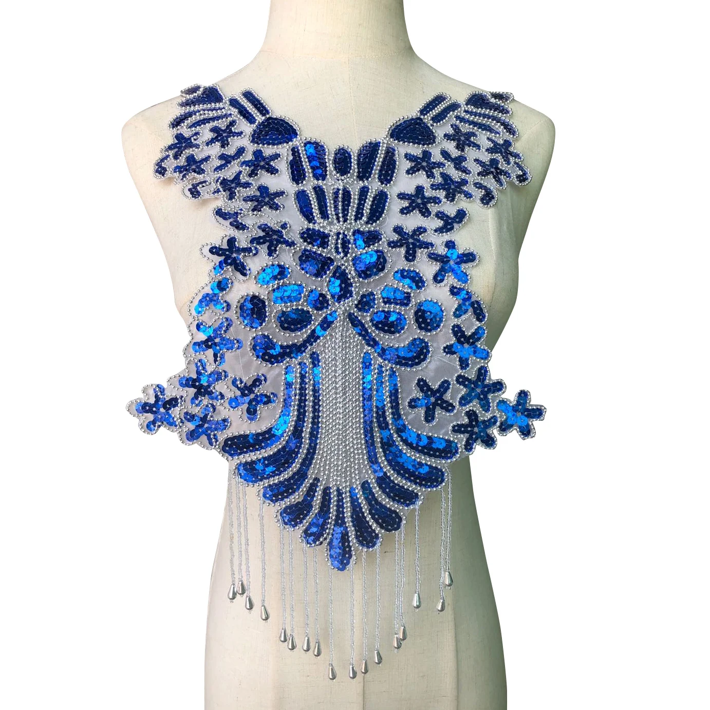 Цветок блестки воротник кружевная ткань патч кисточка бусины вышивка аппликация