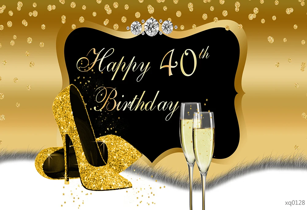 Sensfun золотой черный тема Леди Женщины Счастливый 40-й день рождения фон для