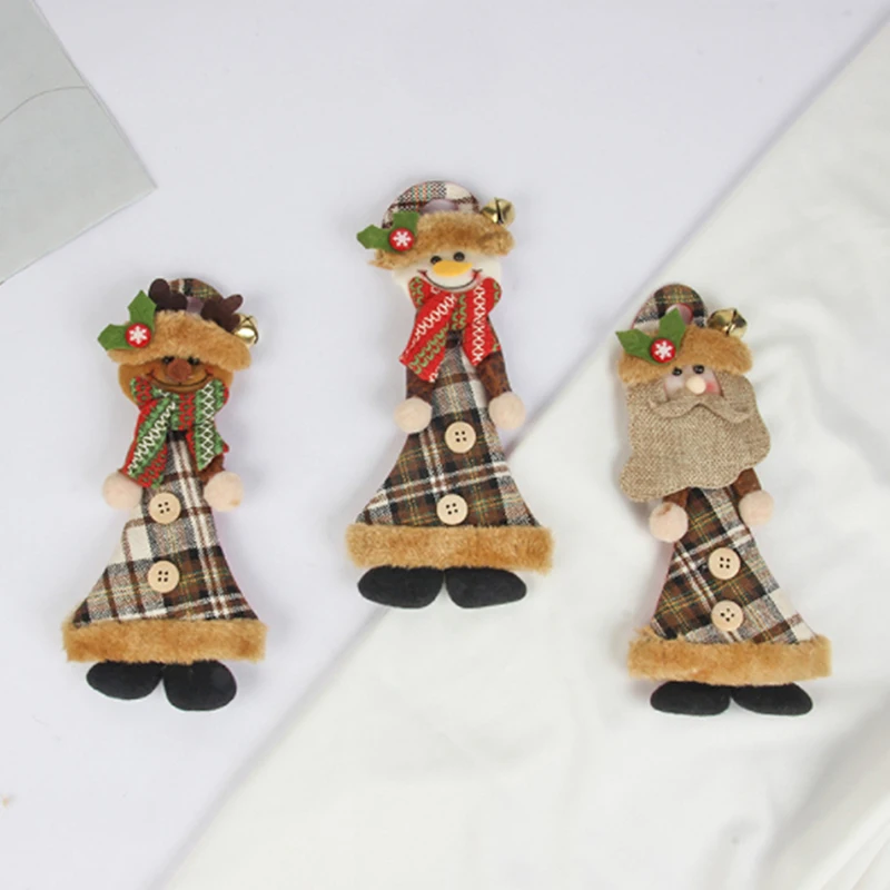 

1 Pcs Khaki Christmas Tree Decorations Fabric Lattice Doll Pendant Christmas Products Cute Hot Sale New Style подарок
