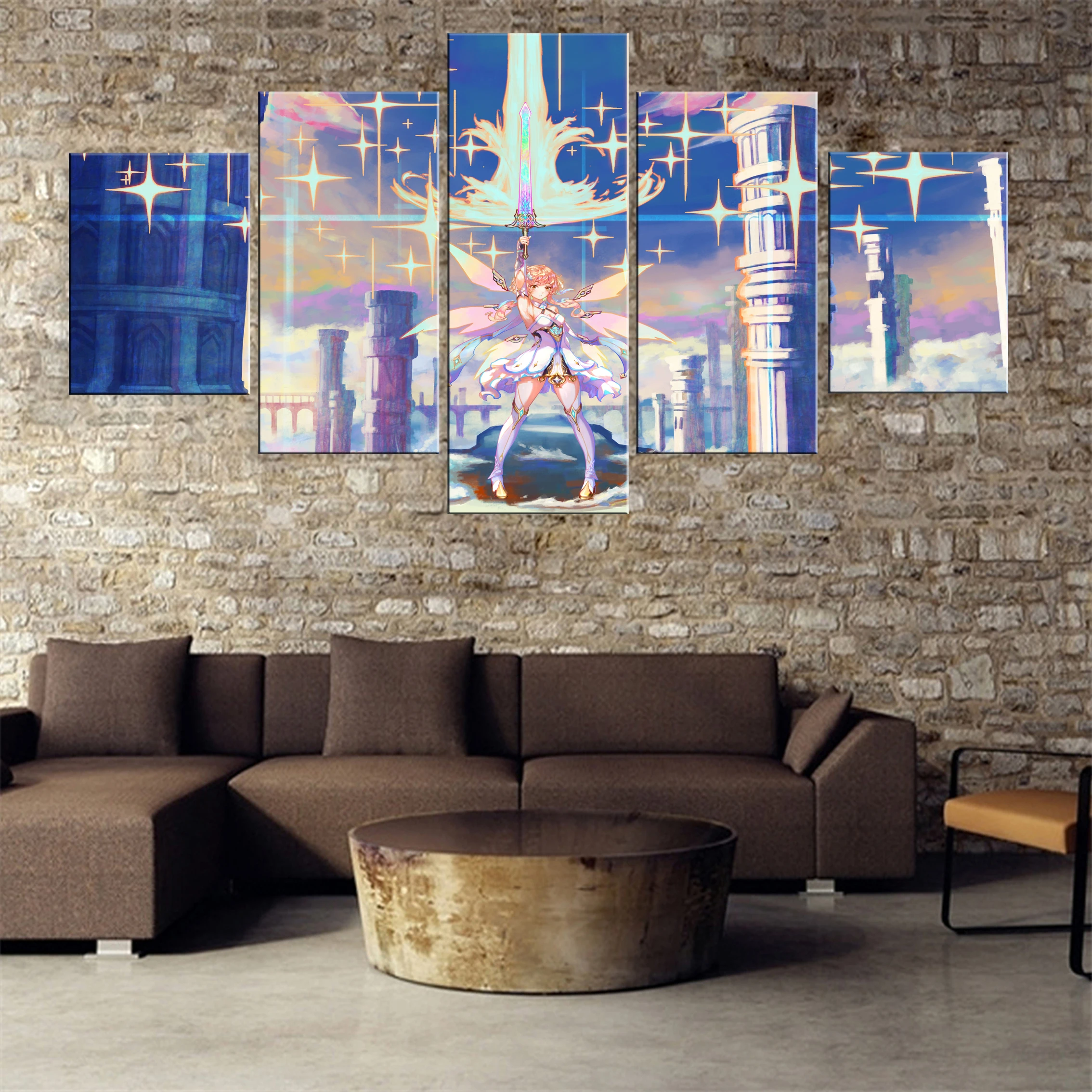 

Genshin Impact Game 5 Pieces Canvas Paintings Oil Decor Picture Wall Home Room Printed Art Decoration Modular