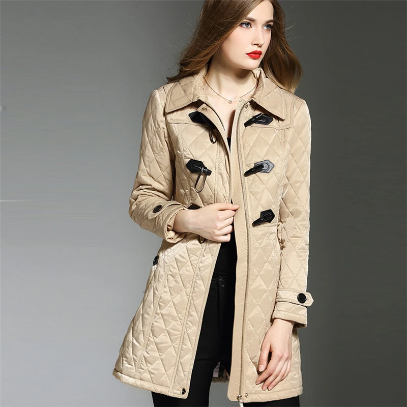 Британский стиль хлопковое Женское пальто с пряжкой длинная секция зима 2019