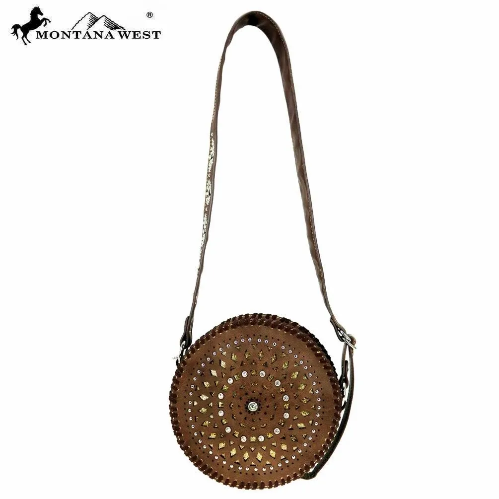

2021 New Hollow Out Whipstitch Bling Bling Collection Western Canteen Bag