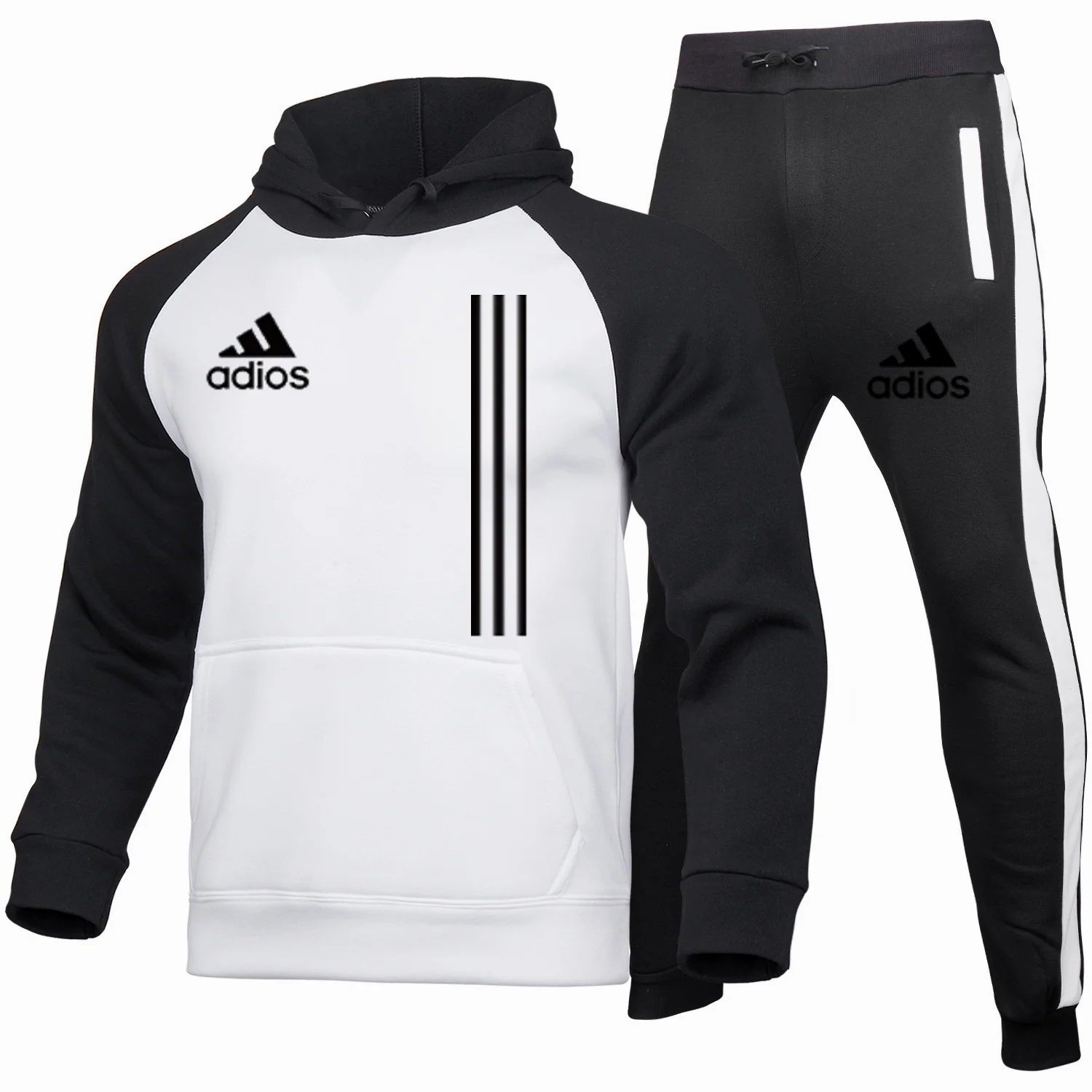 

New men's casual hooded sportswear cotton polyester drawstring pocket sportswear trendy fashion fall/winter pullover suit