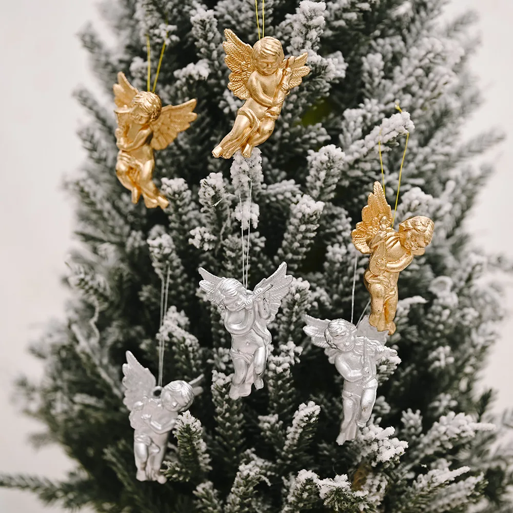 

4Pcs Christmas Tree Hanging Transparent Angel Decoration for Home Xmas Party Wedding Ornament Plastic Pendants Kids Gifts