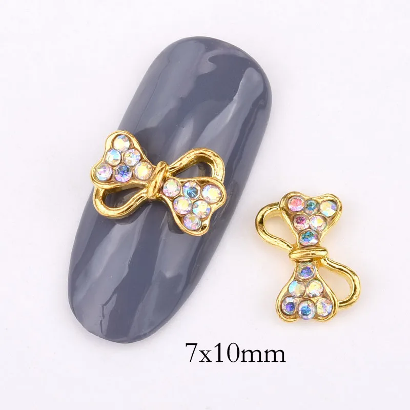 QB041 10PCS/bag Nail Decoration 3D Hollow Bow Tie Shape Shiny Manicure Charm Alloy Nails Charms For Manicure Decoration QB040-042 - Цвет: QB041