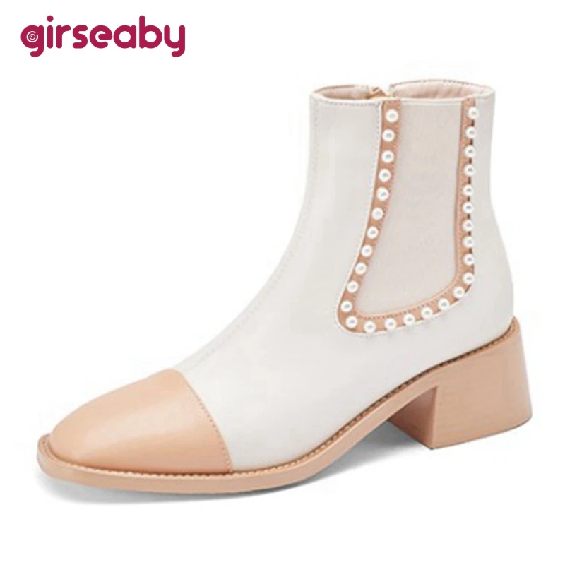 

Новинка 2021, дизайнерский бренд Girseaby, блестящие бусины на молнии, лоскутные Разноцветные квадратные низкие каблуки черного и белого цвета, ...