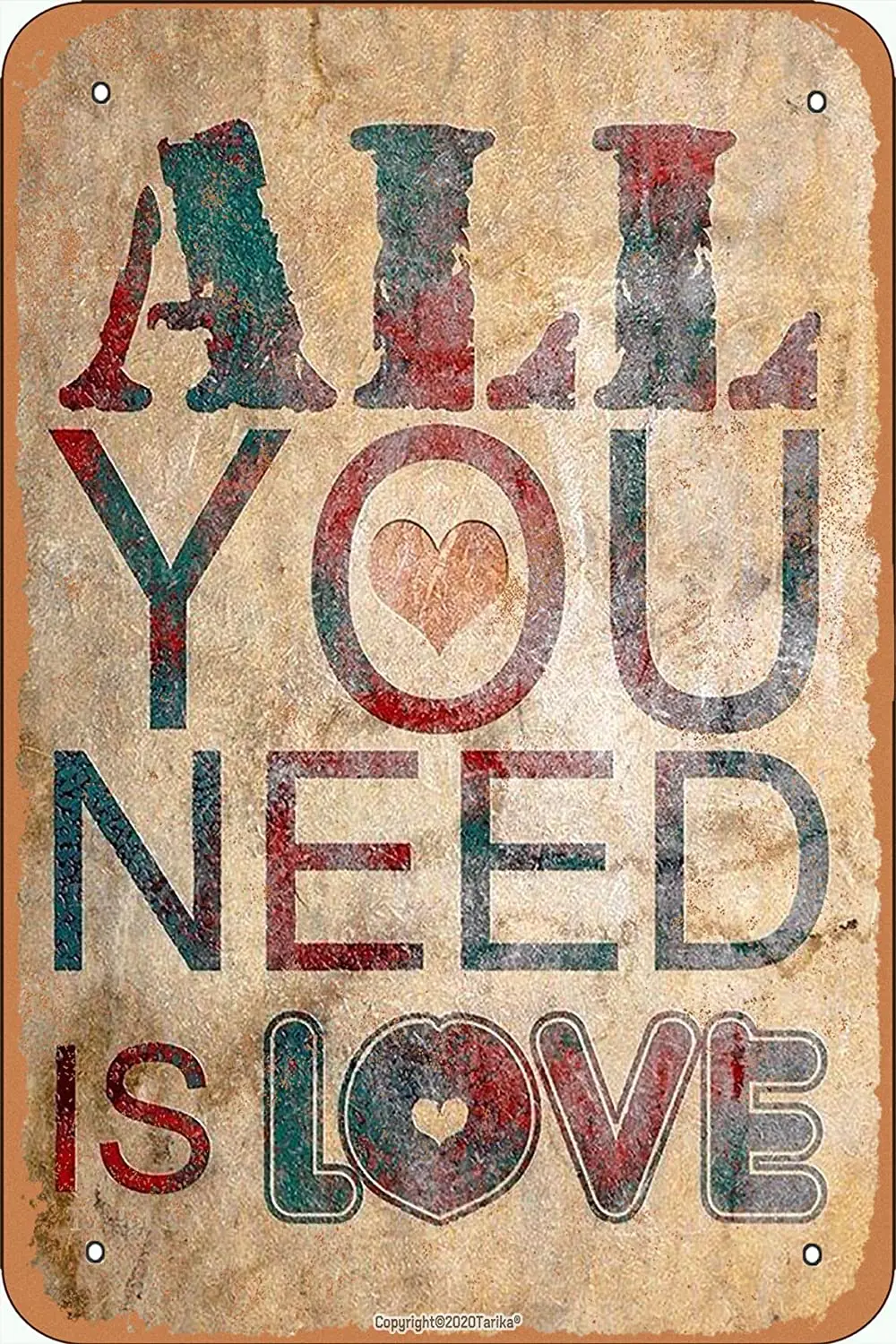 

Tarika All You Need Is Love 20X30 Inch Metal Retro Look Decoration Plaque Sign