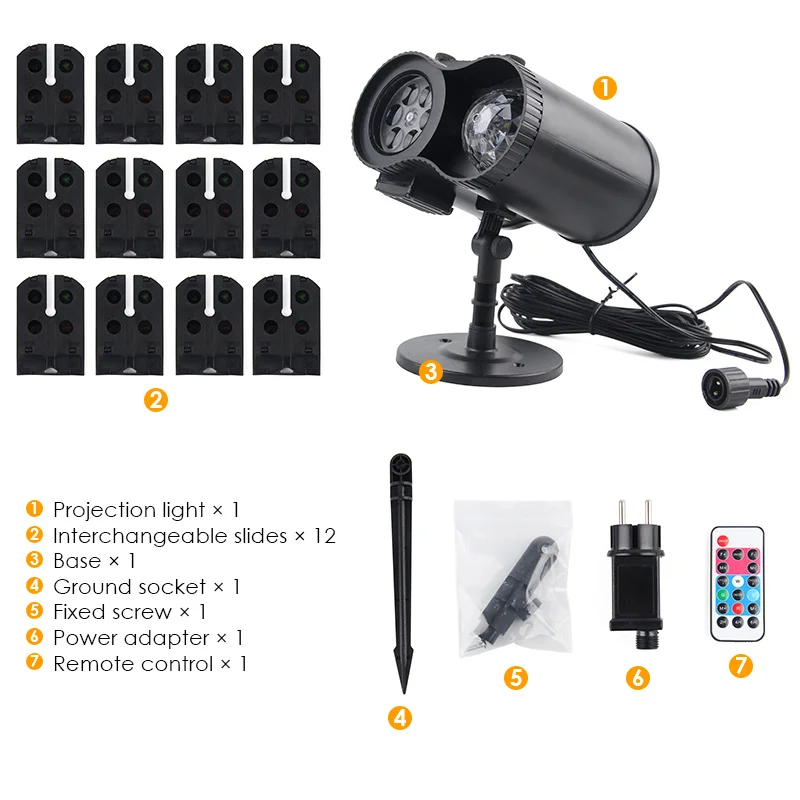 Водонепроницаемый светодиодный светильник в виде снежинок 12 узоров для