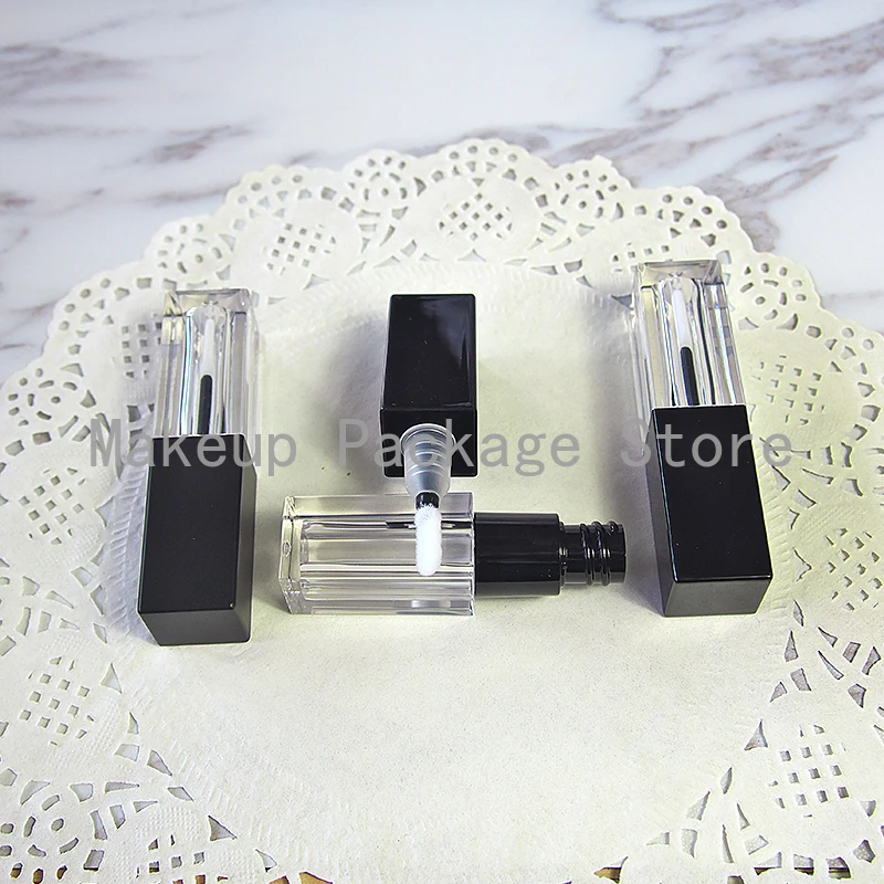 

40pcs/lot 3.5ml DIY Lip Gloss Tube AS Square Clear Lipbalm Bottle with Black Cap Cosmetic Liquid Refillable SubPackage Container