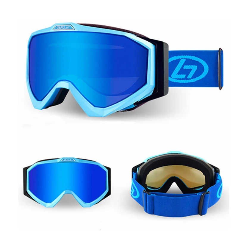 Лыжные очки с защитой UV400 двухслойные противотуманные для сноуборда мужские и