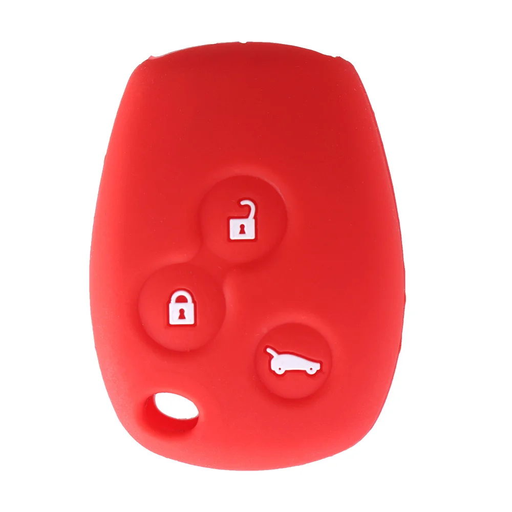 red Dandkey, 3 кнопки, силиконовый чехол для ключей, подходит для RENAULT Clio DACIA Logan Sandero, пульт дистанционного управления, брелок, автомобильные аксессуары - Количество кнопок: red
