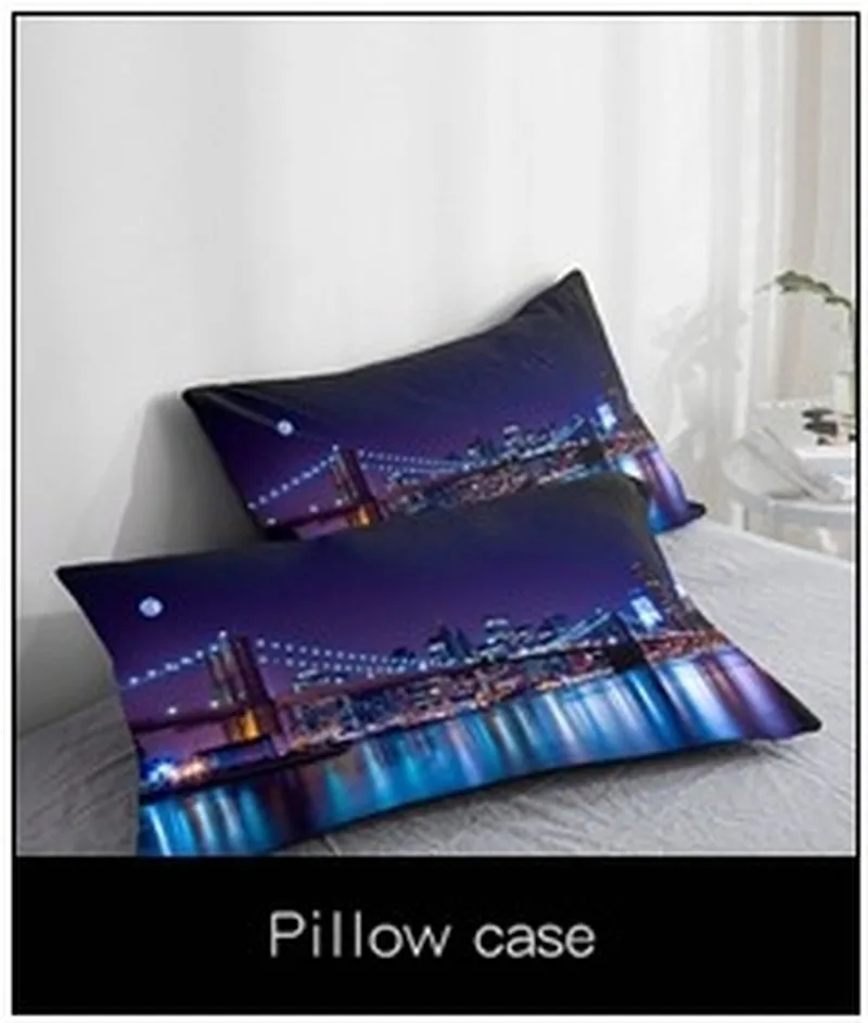 Постельное белье с 3D рисунком ночного пейзажа города эластичное натяжная